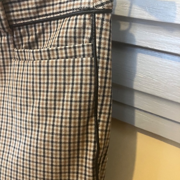 Banana Republic Sloan Pants – Brown Check w/ Side Piping, Size 6 - Picture 3 of 10